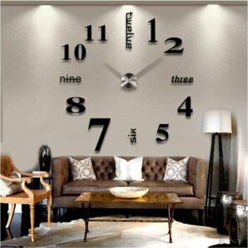 Wall Sticker Wall Clock Digital Clock Wall Decoration 3D DIY Wall Clock for Home Office Living Room Black