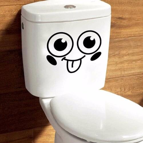 Wall Stickers Home Decor For Toilet Smile Face Lovely Wall Decal Art PVC Waterproof Bathroom Decoration Home Furniture Sticker