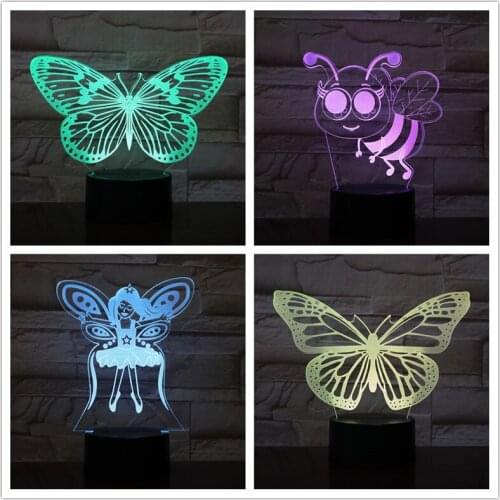 3D Butterfly Shape Design Small Night Lamp Transparent Galaxlux Night Light 7 Colors Changing Night light 3D party Light