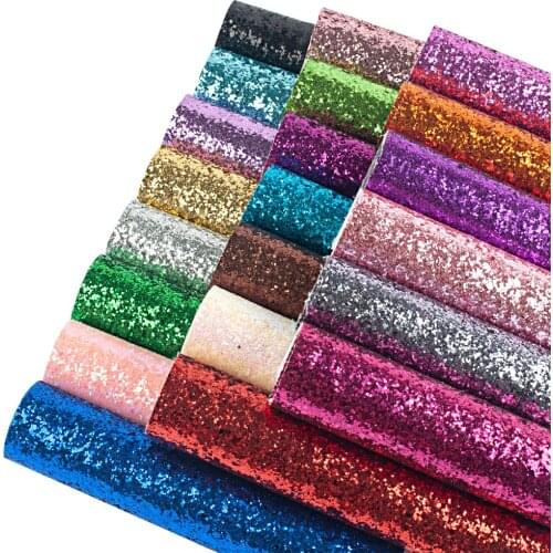 Solid Chunky Glitter Leather Fabric Sheets Fabric A4 22x30cm for DIY Hair Bow Making Materials