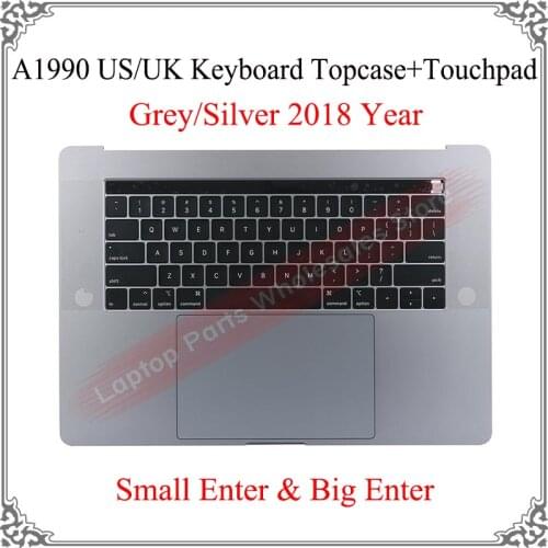 Original New 15.4" For Macbook Pro A1990 Top Case + UK US Keyboard + Touchpad + Loudspeaker + Touch Bar Topcase Silver Grey