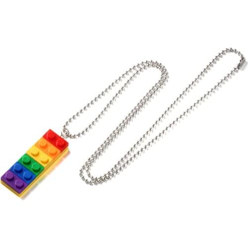 Men Women Gay Pride Rainbow Blocks Necklace Gay And Lesbian Pride Lace Stainless Color Ribbon Collar Punk Jewelry Party Gift