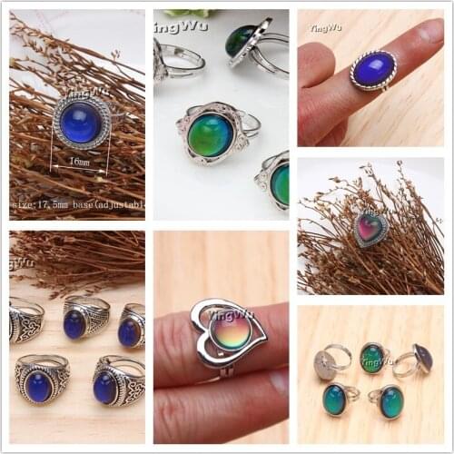 Yingwu Silver Plated Ring Changing Color Mood Rings Feeling/Emotion Temperature Ring Smart Jewelry