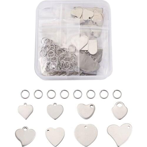 1Box Stainless Steel Stamping Blank Tag Pendants Heart Charms For DIY Necklaces Bracelet Jewelry Making Findings Accessories