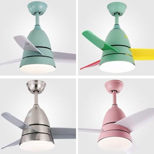 Modern Simple Mini Traditional LED Ceiling Fan with Light Family Living Room Dining Room Childrens Room Girl Bedroom Fan Lamp