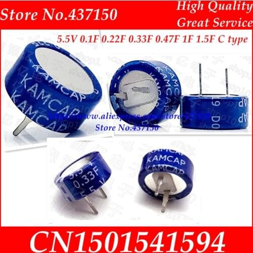 Farad capacitor super capacitor 5.5V 0.1F 0.22F 0.33F 0.47F 1F 1.5F C TYPE Free Shipping