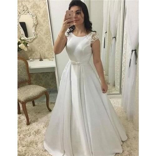 ANGELSBRIDEP Cap-Shoulder Wedding Dresses Vestido De Noiva Simple Design Sexy Backless Court Train Formal Wedding Bridal Gowns