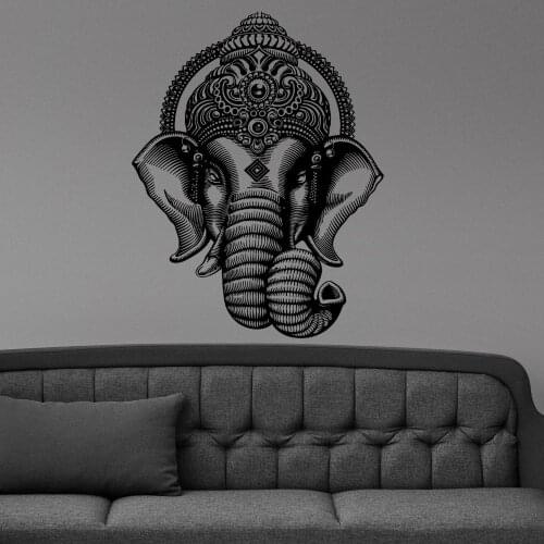 Buddha Dance Indian Hinduism Elephant Ganesh Buddhism Wall Stickers Art Vinyl Decal Sticker Mural Ganesha Elephant Crown Om D573