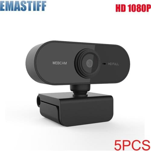 5PCS HD 1080P Webcam Computer PC WebCamera with Microphone Rotatable Cameras for Live Broadcast Video Calling Conference Work