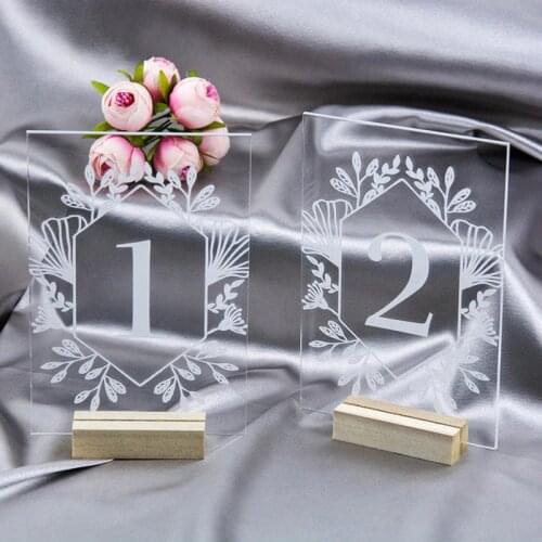 Wreath Wedding Table Numbers Personalized Modern Table Signs Leaves Decor Table Decor Clear Acrylic Wedding Table Number
