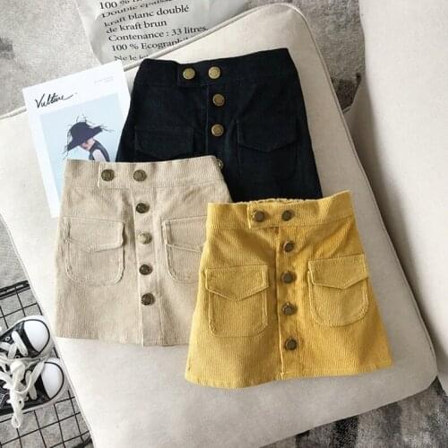 Girls Skirts Childrens Clothing Autumn New Baby Girl Cute Fashion Pocket Corduroy Skirt Kids Comfortable Bottoms