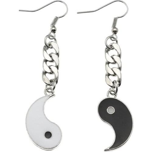 Yin and Yang Tai Chi Gossip Charm Earrings for Women Silver Color 2021 Fashion Jewelry Earring Female Simple New Gift