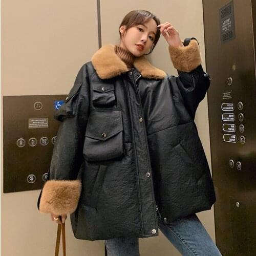 2021 Womens Winter Down Jacket Korean Real Sheepskin Coat Female 90% White Duck Down Parkas Woman Abrigo Mujer Pph2836