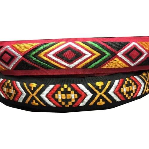 10yards/lots Woven Jacquard Ribbon Trims rose red black geometric pattern for curtain and clothing accessory size 3.8cm LS-2702