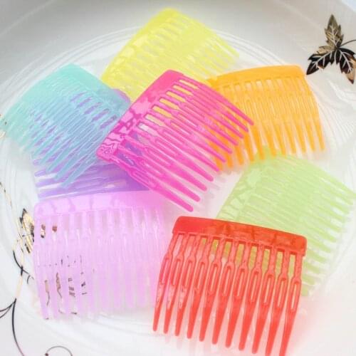 100pcs kawaii glitter candy color Vintage Plastic Hair Comb Findings - Mixed Colors 52mm kid hair jewelry diy