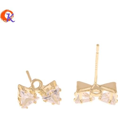 Cordial Design 100Pcs 6*11MM Earrings Stud/Hand Made/Bowknot Shape/Rhinestone Claw/DIY Earrings Making/Jewelry Accessories