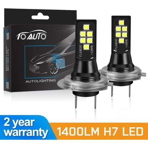 2Pcs H7 LED Lamp 1400LM Super Bright 12 3030SMD Car Fog Lights 12V 24V 6000K Driving Running Led H7 Bulbs for Auto Automotive