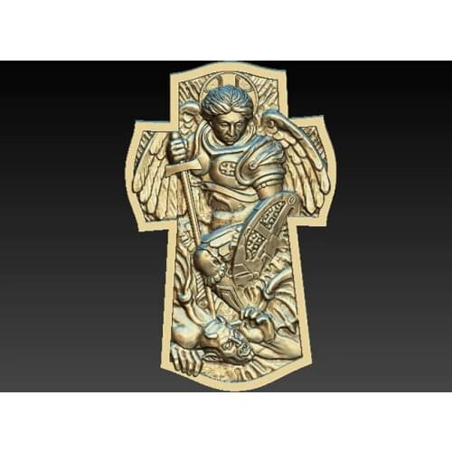 3D Relief Model in STL format for CNC Router Carving Engraving Artcam aspire-archangel-michael Cross
