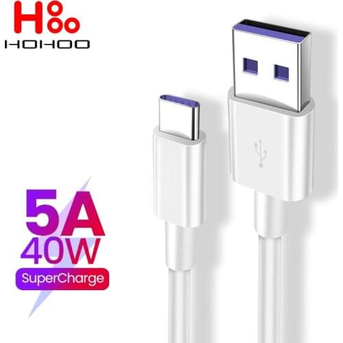 5A USB Type c Cable For Huawei mate 40 P40 p30 pro Honor Xiaomi Fast Charging Cable 2M For Samsung galaxy A50s A20s Type-c Cable