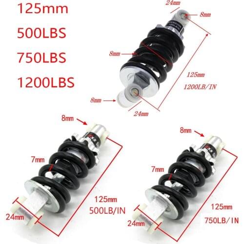 125mm 500LBS 750Lbs 1200LBS Rear Shock Spring Absorber Suspension Mini Pit E-Bike ATV Scooter Motorcycle Absorber Shocker Damper