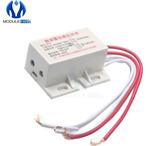 220V AC 50Hz Auto Infrared Human Sensor Switch PIR Microwave Radar Body Motion Sensor Module Adjustable For Time Distance Range
