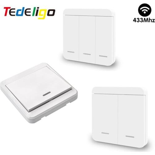 DIY 433MHz Wirless Switch 1/2/3 Gang Push Button Wall Switch Transmitter Work with 220V Light Switch For Smart Home Electric LED
