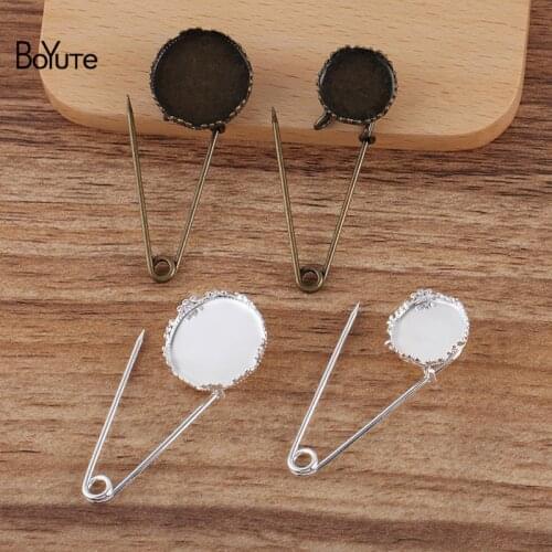 BoYuTe Custom (200 Pieces/Lot) Fit 15MM 20MM Cabochon Blank Brooch Base Tray Handmade Diy Jewelry Making Materials