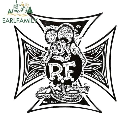 EARLFAMILY 13cm x 13cm for Tales of the Rat Fink Funny Car Stickers and Decals Anime Decor DIY Car Assessoires Decoration