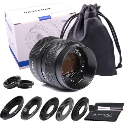 Fujian 25mm f/1.4 APS-C CCTV Lens+5 adapter rings+2 Macro Ring for NEX FX M4/3 NIKON1 EOSM Mirroless Camera