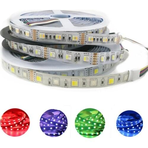 12mm PCB 5M 4in1 5in1 RGB+CCT LED Strip 5050 60leds/m 5 Colors in 1 chip CW+RGB+WW RGBW RGBWW flexible Led Tape Light 12V 24V