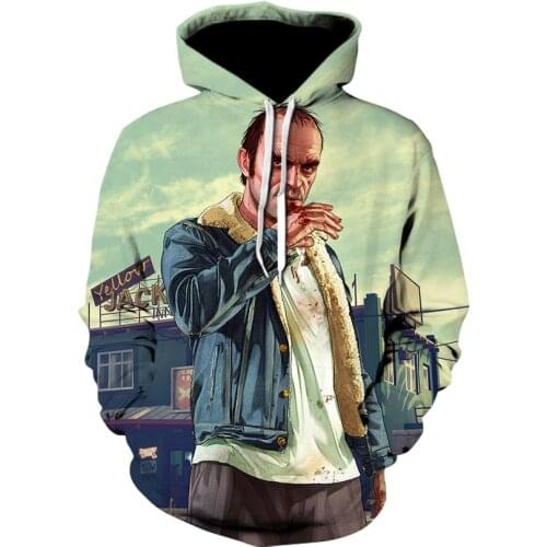 Creative men GTA 5 Fashion Sweatshirt Autumn casual Anime 3D print Hoodies Men Harajuku Hooded Grand Theft Auto hoodie 6xl