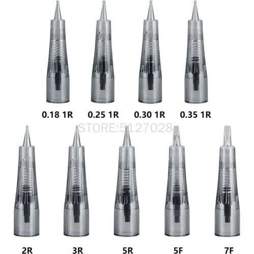100Pcs Microblading Needles Eyebrow Lip Tattoo Needle Cartridges Semi Body Permanent Makeup Accessory Push-in type 1P needle