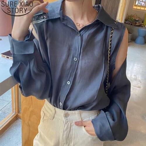 Korean Chic New French Autumn Hollow Long Sleeve Blouse Slightly Wrinkled Shawl Shirt Womens Loose Sunscreen Shirts Tops 16370