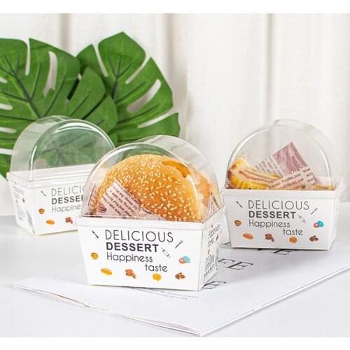 Korean Sandwich Box With Transparent Cover Disposable Hamburger Box DIY Bento Box Dessert Packing Tools Takeout Food Wrapping