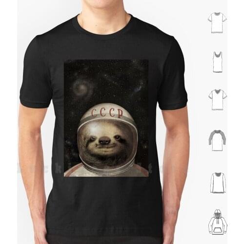 Cosmonaut Sloth T Shirt Men cotton Cotton S - 6xl Cosmonaut Sloth Cute Space Russia Russian Astronaut Animals Stars Galaxy