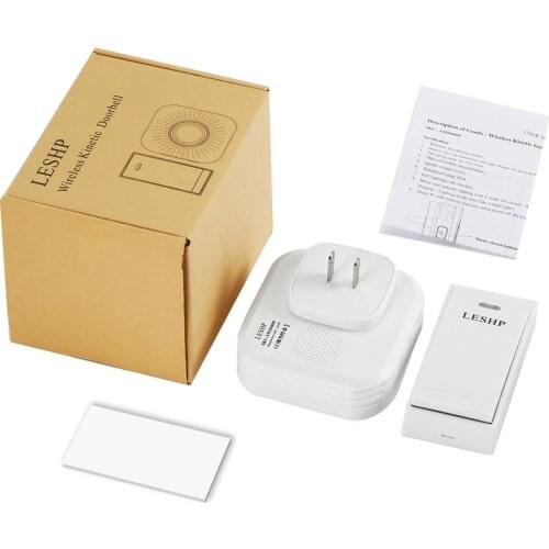 LESHP Easy to Install Music Wireless Doorbell 150M Long-distance Remote Control Night Light 58 pieces Chord Music with US Plug