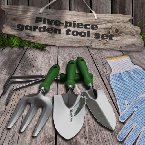 ANENG Gardening Tools Set Stainless Steel Shovels Rake Fork Weeder with Plastic Handle and 1 Pair Work Gloves for Men Women
