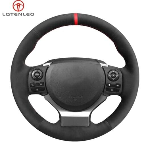 LQTENLEO Black Suede Hand Car Steering Wheel Cover For Lexus CT200 IS200t IS250 IS300 IS350 NX200 NX200t NX300 RC200 RC200t