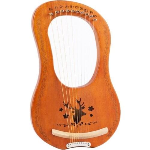 Lyre Harp, 10 String Wood Harp in Solid Mahogany Wood Lyre Harp with Tuning Key, for Beginner Melomaniacs, Etc