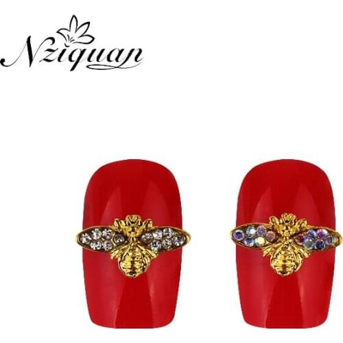 NZIQUAN Nail Decoration 10 Pieces/pack of Metal Bee Rhinestone Decoration DIY Nail Art Decoration Rhinestone Accessories
