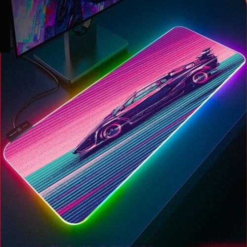 Kawaii Anime Pink Day Rgb Game Set LED Gamer Mousepad Computer Gaming Accessories Keyboard Carpet Pink Mat Anime Mouse Pad Desk