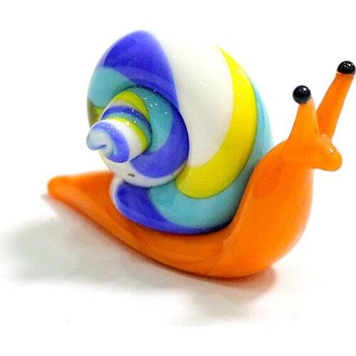 Murano Glass Snail Miniature Figurines Ornaments Colorful Art Cute Animal Collection Home Decor Statuette New Year Gift For Kids