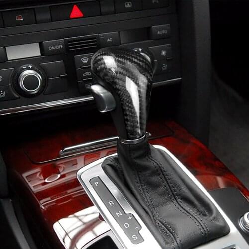 Genuine Carbon Fiber Shifter Knob Trim Cover for Audi A4L A5 A6L Q5 Q7 Accessory Auto Styling Trim Cover Sticker Parts