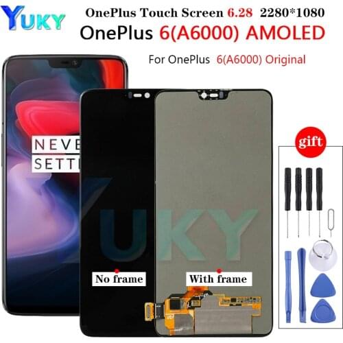 OLED for Oneplus 1+6 LCD Display Touch Screen Digitizer Assembly with frame For 1+6 (A6000)LCD Display Screen Replacement 6.28