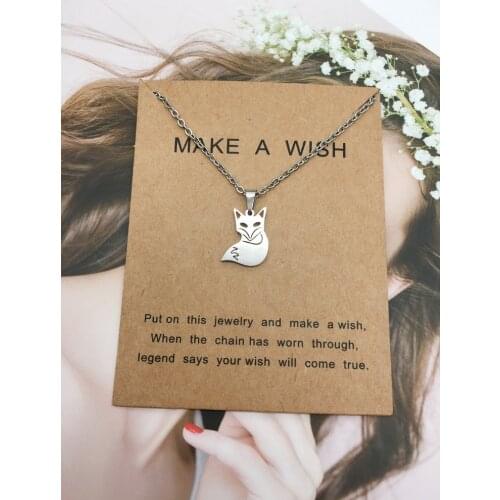 Stainless Steel Fox Animals Pendant Necklace Smart cute jewelry gift accessories wholesales