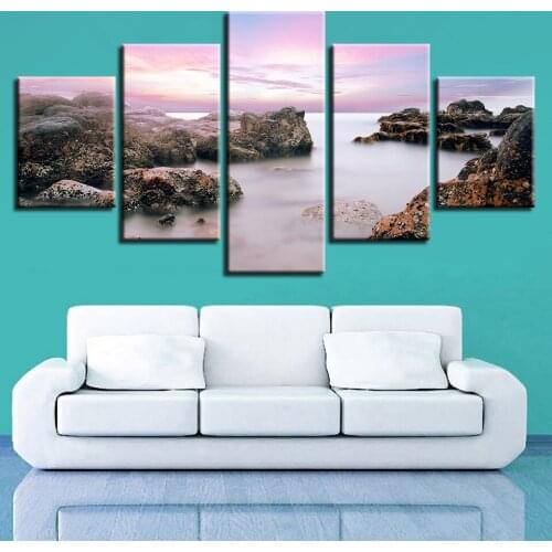 Landscape Sky Cloud Star Mountain River Hot Air Balloon 5 Piece Wall Pictures For Living Room Color Painting Art Home Decor