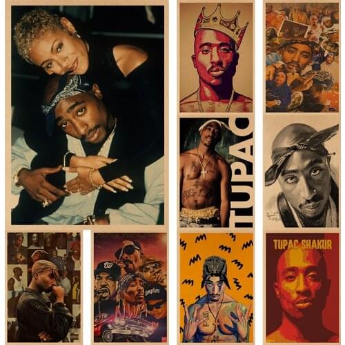 Legendary Rapper Hip Hop Singer Tupac Vintage Posters Kraft Paper Sticker DIY Room Bar Cafe Decor Gift Print Art Wall Paintings