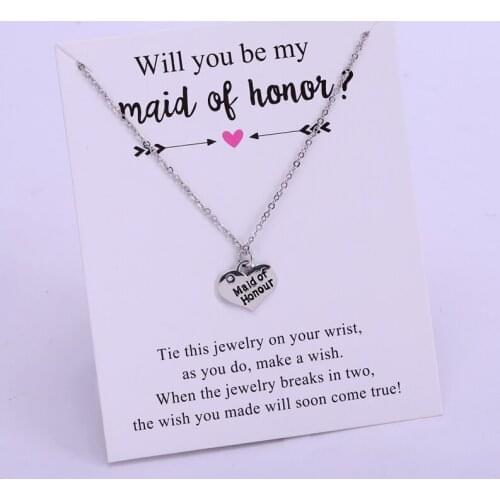 Maid of Honor Honour Pendants Necklaces Flower Girl Bride Wedding Women Girl Jewelry Party Gift Drop Shipping