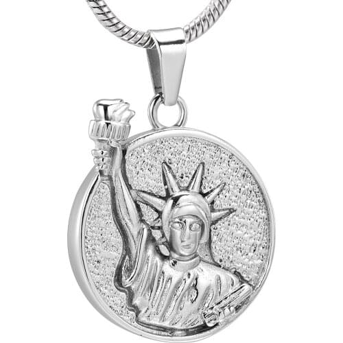 Statue of Liberty Keepsake Pendant Necklace For Women Men Stainless Steel Cremation Urn Necklace For Human Ashes Jewelry
