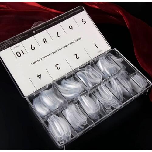 312Pcs/Pack Clear French Full Cover Acrylic Nail Mold With Scale Tools False Nail Art Tips A0467